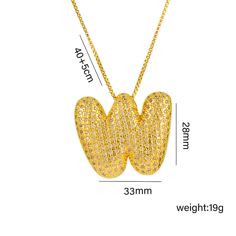 Chic Dainty Zircon Balloon Bubble Chubby 26 English Letter Necklace Trendy Party Festival Casual Jewelry Gift 216045244692