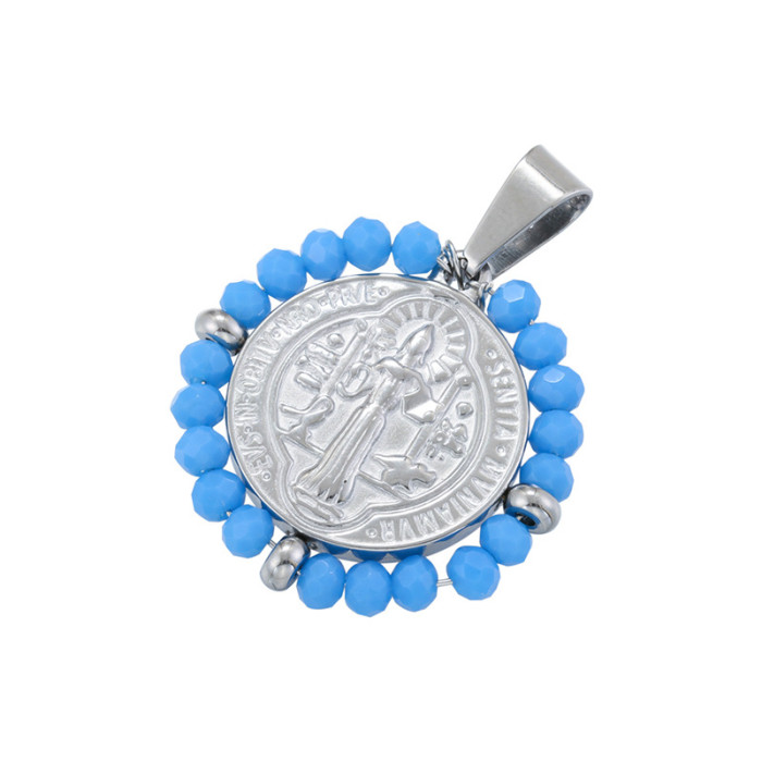 Chic Customizable Relief Portrait Pendant with Colorful Bead Handmade DIY Jewelry Accessories