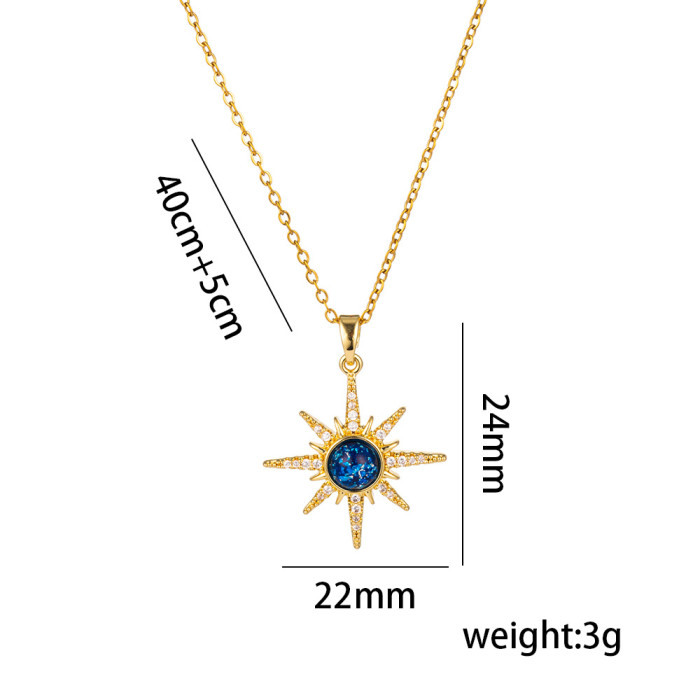 Chic Elegant Planet Zircon Necklace Titanium Steel Jewelry Trendy Party Festival Casual Jewelry Gift
