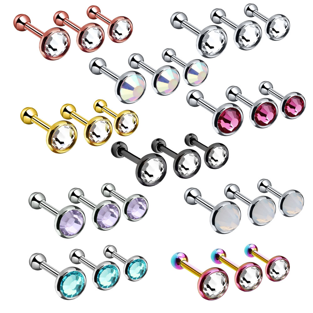 Classic 3Pcs/Set Stainless Steel Czech Stud Earring Trendy Party Festival Casual Jewelry Gift 216045239157