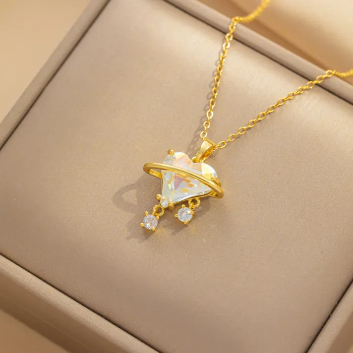 Dainty Elegant Sweetheart Girl Series Zircon Jewelry Heart Necklace Trendy Party Festival Casual Jewelry Gift