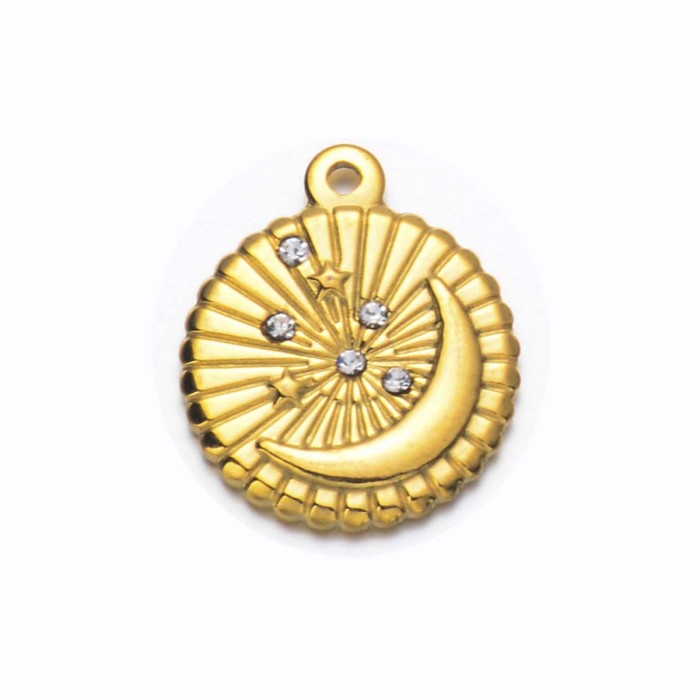 Chic Hypoallergenic Versatile 18K Gold Plated Stainless Steel Moon Star Charm Pendant Handmade DIY Jewelry Accessorie...