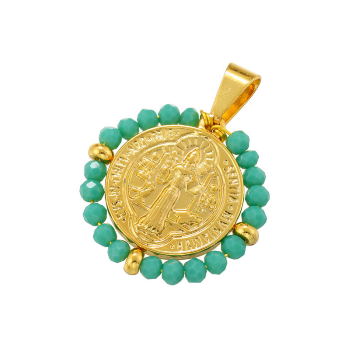 Chic Customizable Relief Portrait Pendant with Colorful Bead Handmade DIY Jewelry Accessories