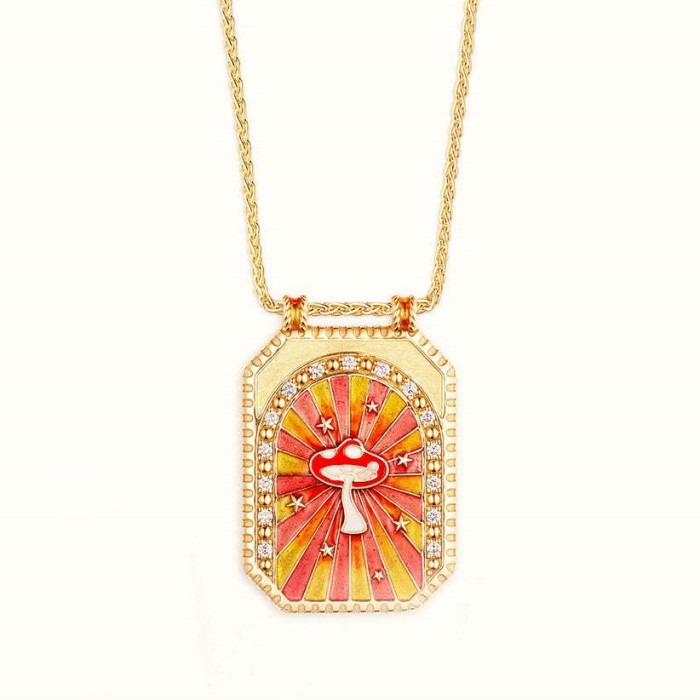 Vintage 18K Gold Plated Stainless Steel Tarot Necklace Festival Casual Jewelry Gift