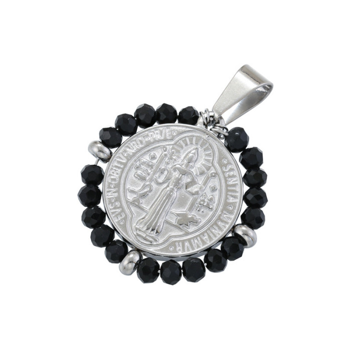 Chic Customizable Relief Portrait Pendant with Colorful Bead Handmade DIY Jewelry Accessories