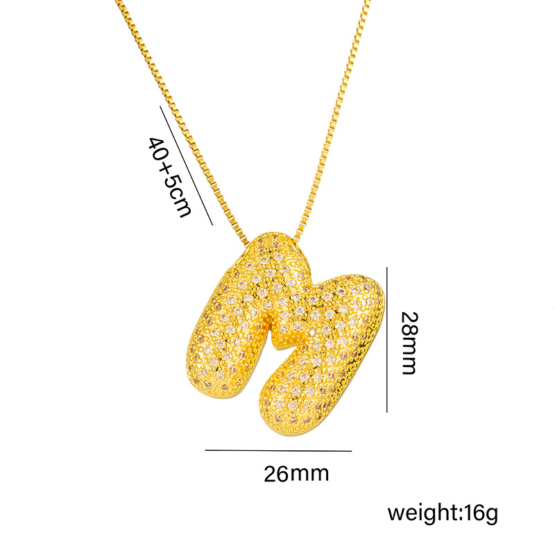 Chic Dainty Zircon Balloon Bubble Chubby 26 English Letter Necklace Trendy Party Festival Casual Jewelry Gift 216045244692