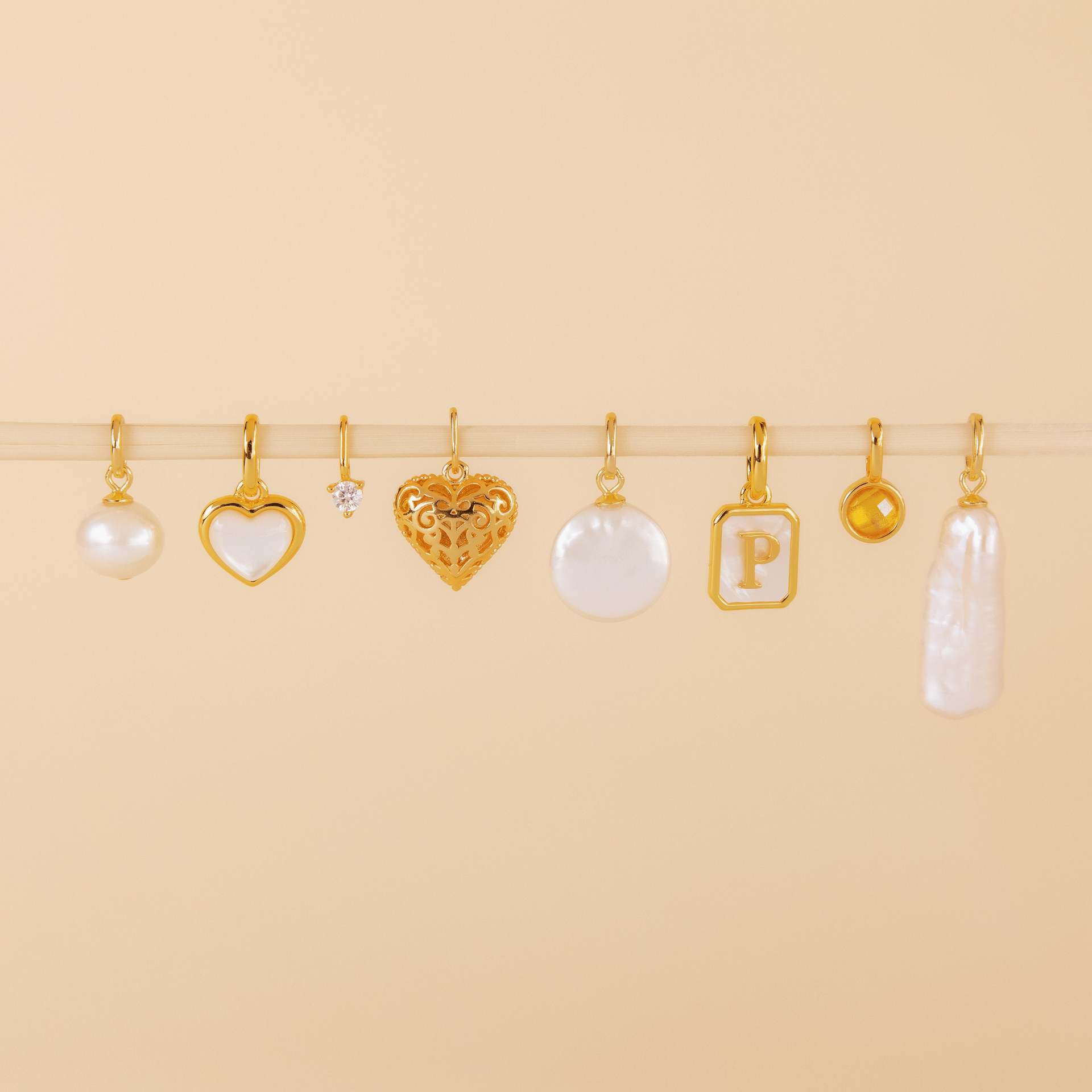 Chic Hypoallergenic Versatile 18K Gold Plated Stainless Steel Heart Pearl Pendant Handmade Diy Jewelry Accessories 216045255147