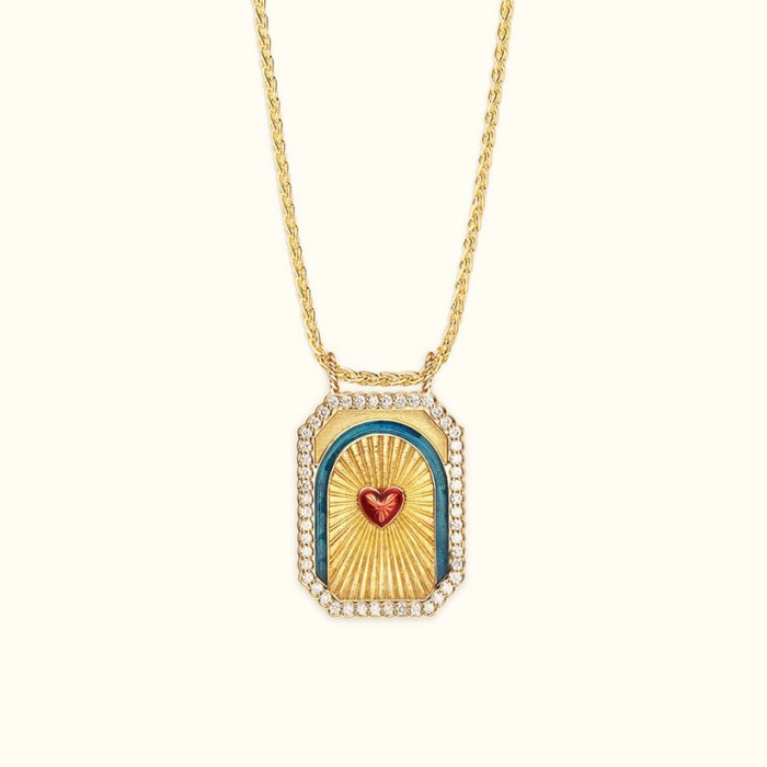 Vintage 18K Gold Plated Stainless Steel Tarot Necklace Festival Casual Jewelry Gift
