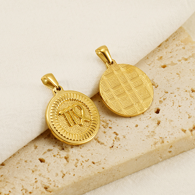 Chic Hypoallergenic 18K Gold Plated Stainless Steel Twelve Constellations Necklace Pendant Handmade Diy Jewelry 216045255516