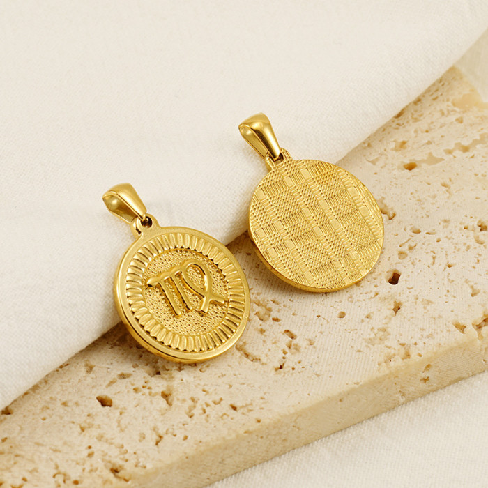 Chic Hypoallergenic 18K Gold Plated Stainless Steel Twelve Constellations Necklace Pendant Handmade DIY Jewelry