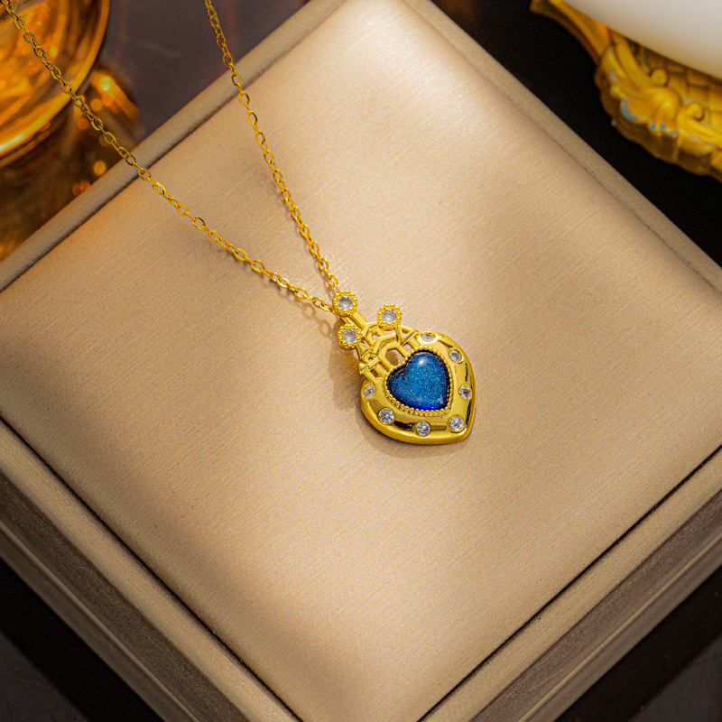 Chic Elegant 18K Gold Stainless Steel Heart Necklace Party Festival Trendy Casual Jewelry Gift 216045257607