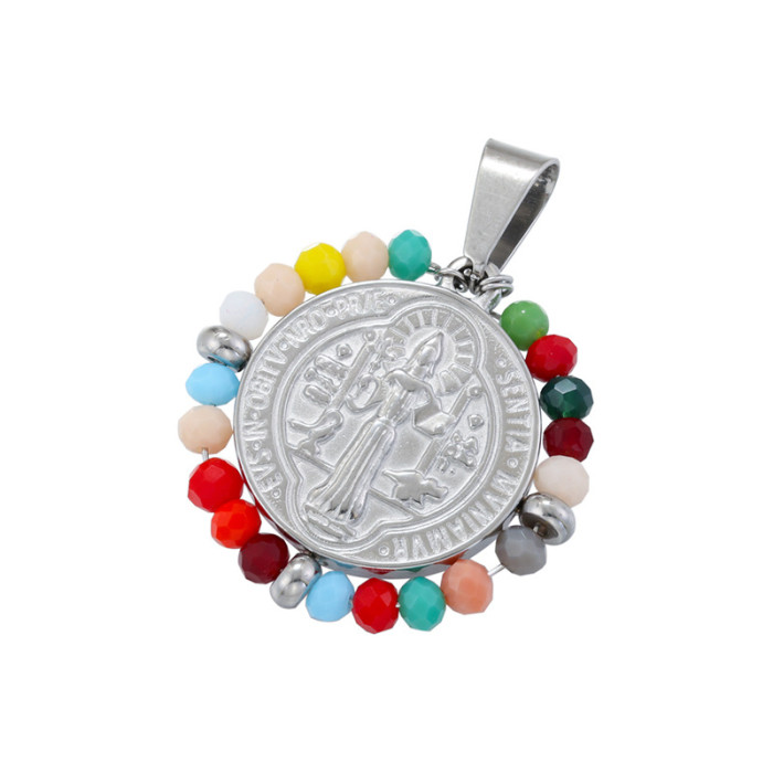 Chic Customizable Relief Portrait Pendant with Colorful Bead Handmade DIY Jewelry Accessories