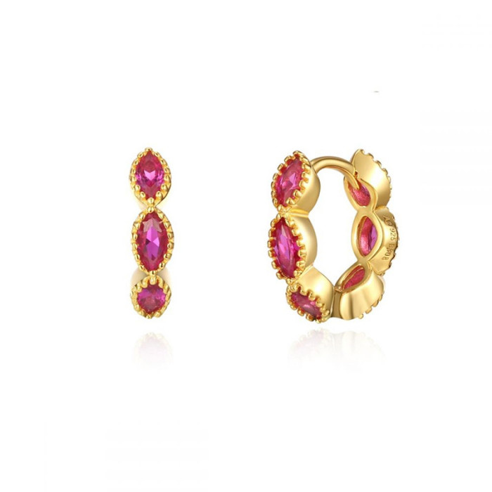 Trendy Minimal Colorful Zircon Hoop Earring Simple Round Huggie Earring for Women Piercing Jewelry