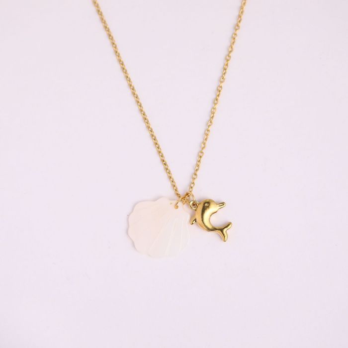 18K Gold Plated Stainless Steel Natural Shell Beach Starfish Necklace Trendy Party Festival Casual Jewelry Gift