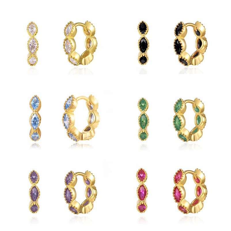 Trendy Minimal Colorful Zircon Hoop Earring Simple Round Huggie Earring For Women Piercing Jewelry 216045259329