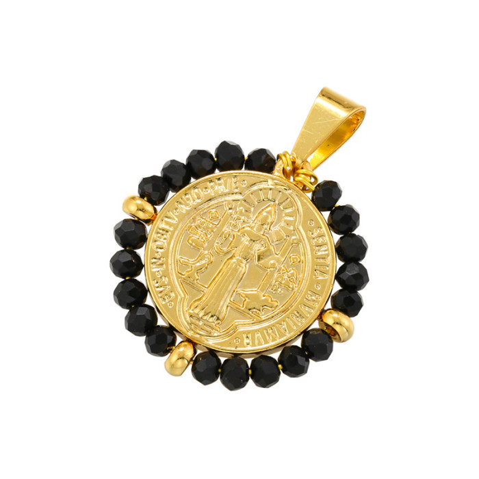 Chic Customizable Relief Portrait Pendant with Colorful Bead Handmade DIY Jewelry Accessories
