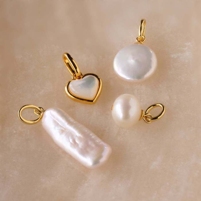 Chic Hypoallergenic Versatile 18K Gold Plated Stainless Steel Heart Pearl Pendant Handmade DIY Jewelry Accessories, N...