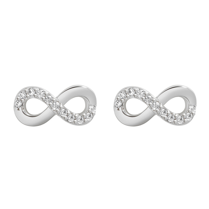 Chic Elegant Infinite Symbol Stud Earrings S925 Silver Needle Earring For Women Jewelry Gift 216045250473