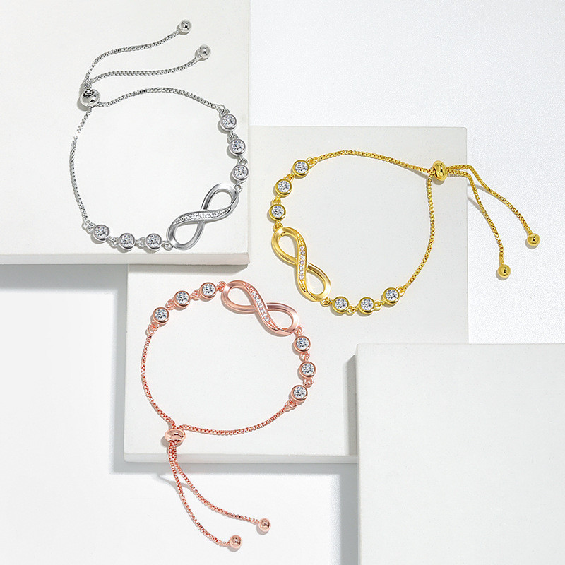 Classic Elegant Women Infinite Symbol Bracelet with Adjustable Chian Party Festival Trendy Casual Jewelry Gift