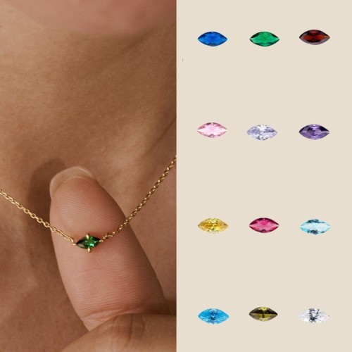 Elegant 18K Gold Plated Stainless Steel 12 birthstone necklace For Women jewelry Gift
