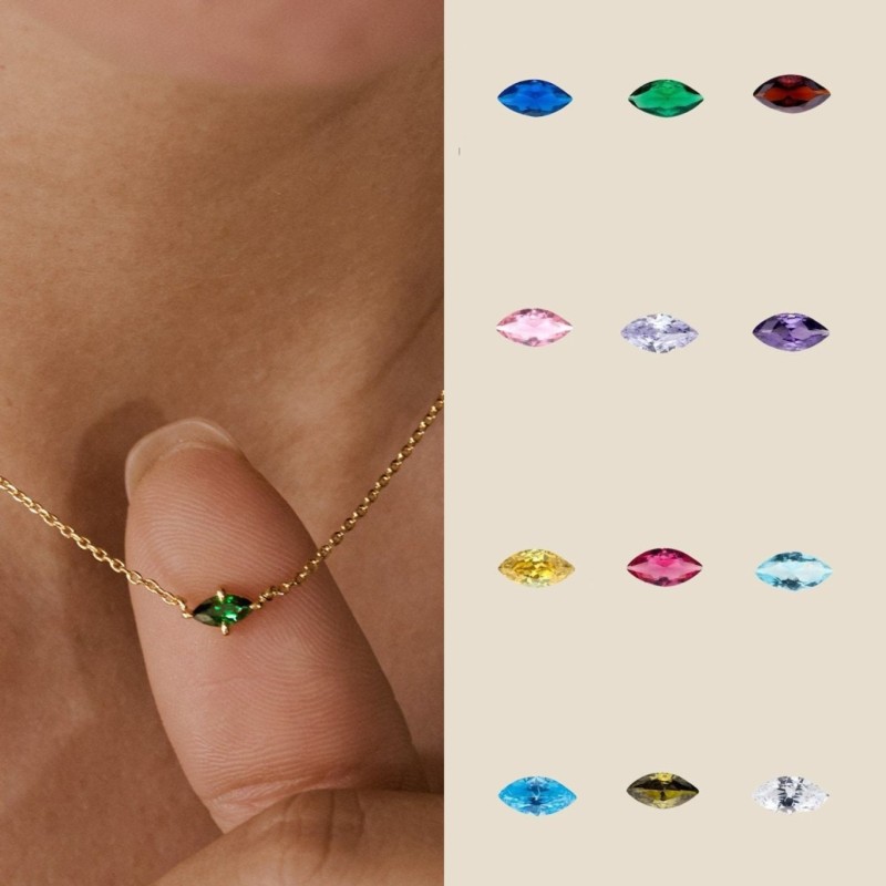 Elegant 18K Gold Plated Stainless Steel 12 birthstone necklace For Women jewelry Gift