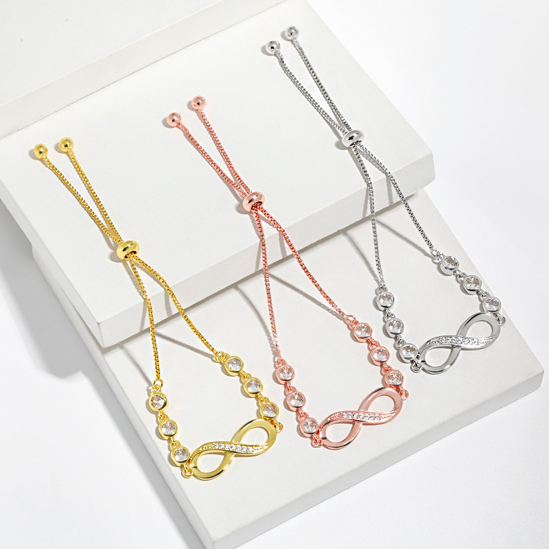 Classic Elegant Women Infinite Symbol Bracelet With Adjustable Chian Party Festival Trendy Casual Jewelry Gift 216045245799