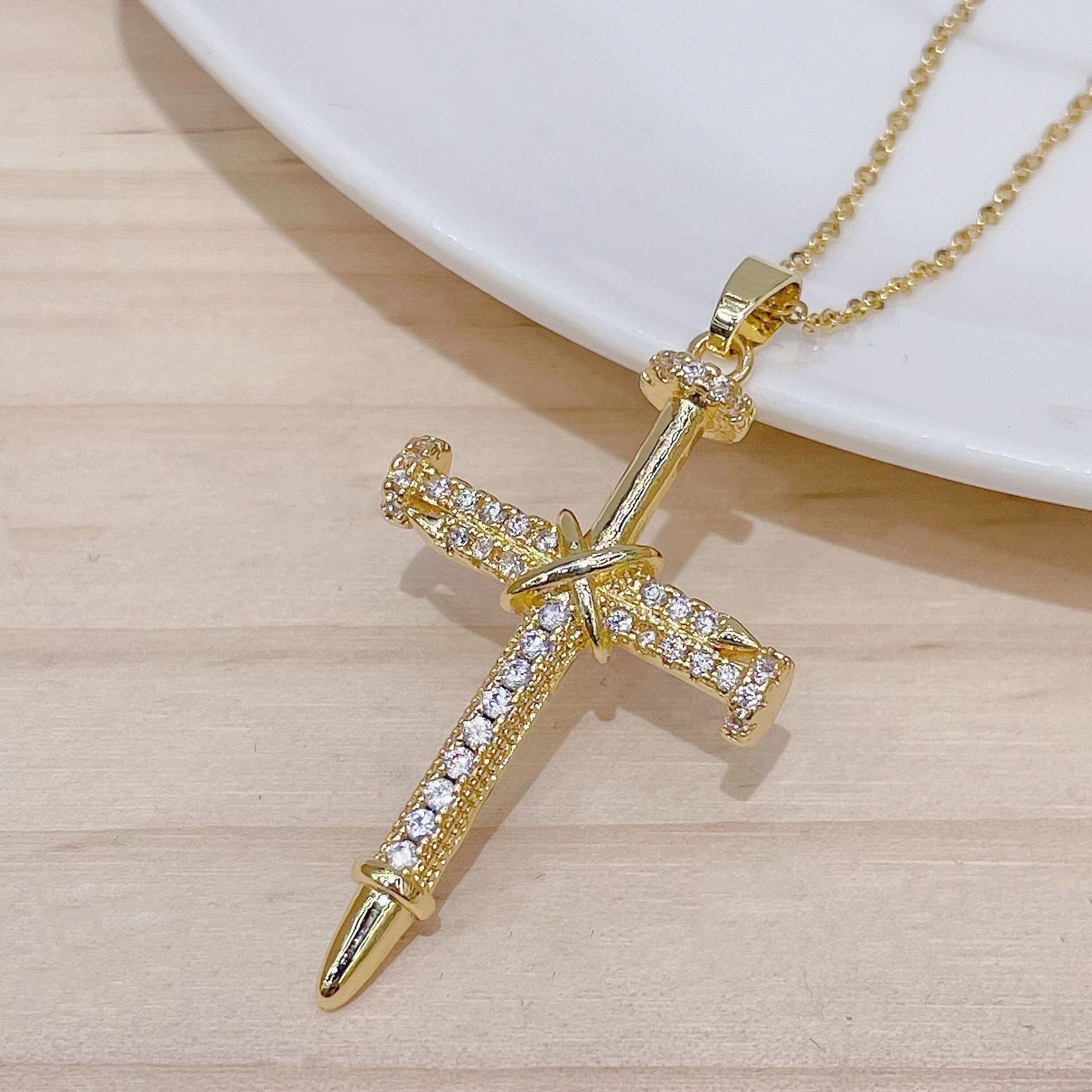 Hip Hop Cross Necklace Microencrusted Zircon Jewelry For Women Stylish Trendy Party Festival Casual Jewelry Gift 216045259821