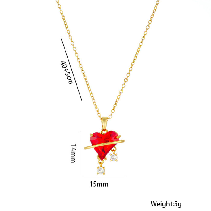 Dainty Elegant Sweetheart Girl Series Zircon Jewelry Heart Necklace Trendy Party Festival Casual Jewelry Gift