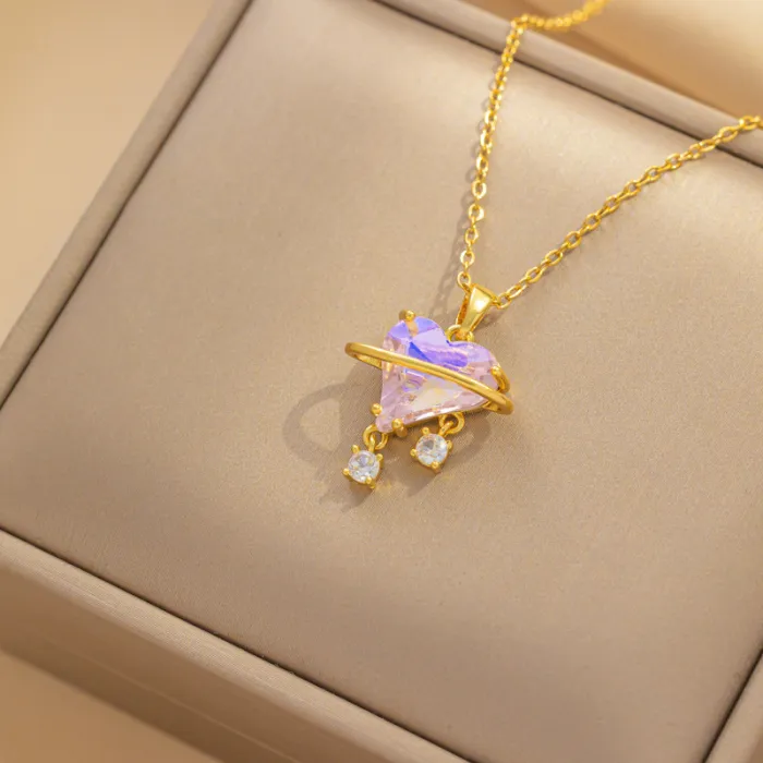 Dainty Elegant Sweetheart Girl Series Zircon Jewelry Heart Necklace Trendy Party Festival Casual Jewelry Gift