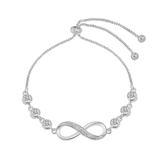 Classic Elegant Women Infinite Symbol Bracelet with Adjustable Chian Party Festival Trendy Casual Jewelry Gift