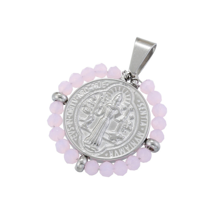 Chic Customizable Relief Portrait Pendant with Colorful Bead Handmade DIY Jewelry Accessories