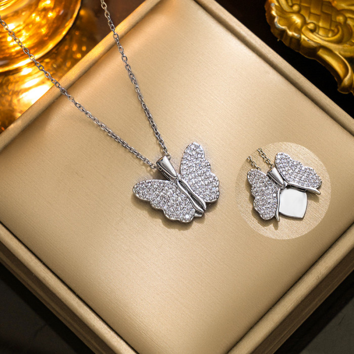 Classic Openable Butterfly Pendant Necklace Romantic Proposal Valentine's Day Gift Jewelry