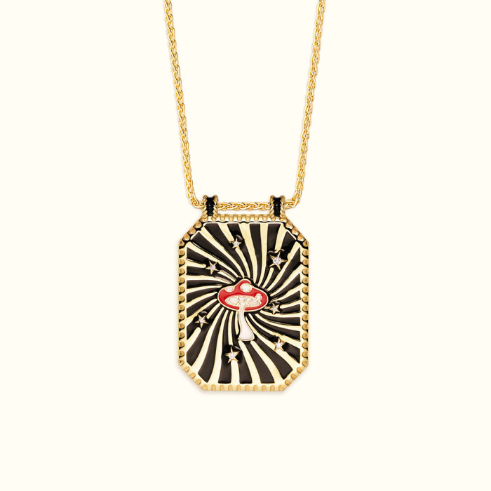 Vintage 18K Gold Plated Stainless Steel Tarot Necklace Festival Casual Jewelry Gift
