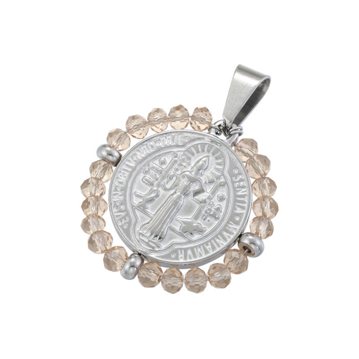 Chic Customizable Relief Portrait Pendant with Colorful Bead Handmade DIY Jewelry Accessories
