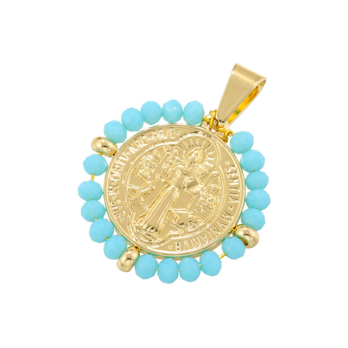 Chic Customizable Relief Portrait Pendant with Colorful Bead Handmade DIY Jewelry Accessories