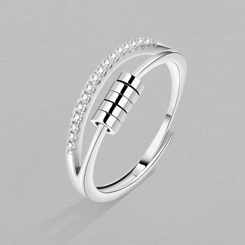Minimalist Anxiety Ring for Girls Rotate Fidget Rings Men Anti-stress Stainless Steel Spiral Beads Ring Jewlery Gift