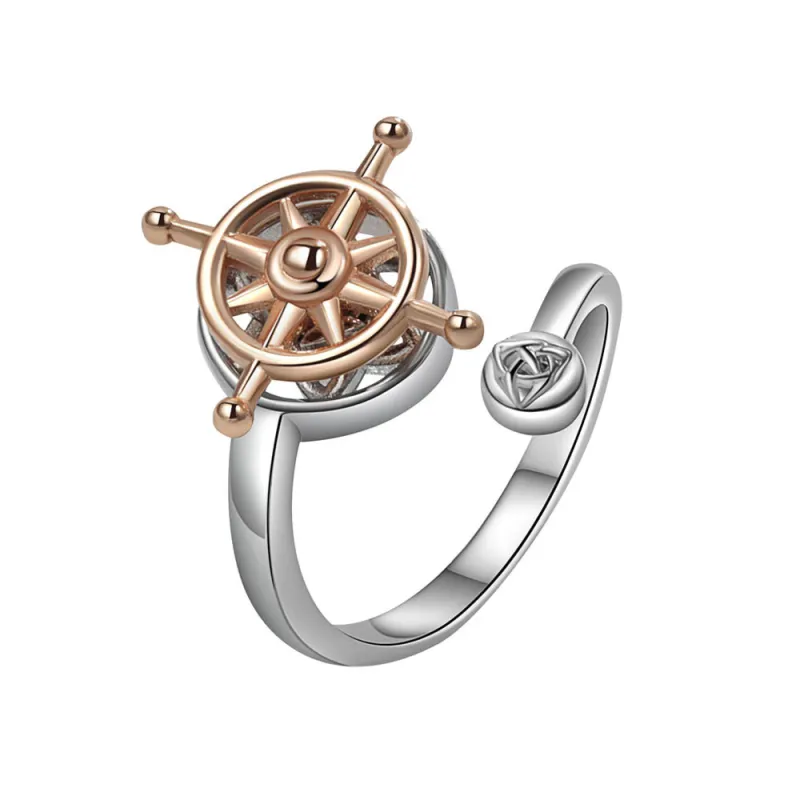Hot Sale Ring Men and Women Personalized Fashion Turning Double Rudder Rotating Ring