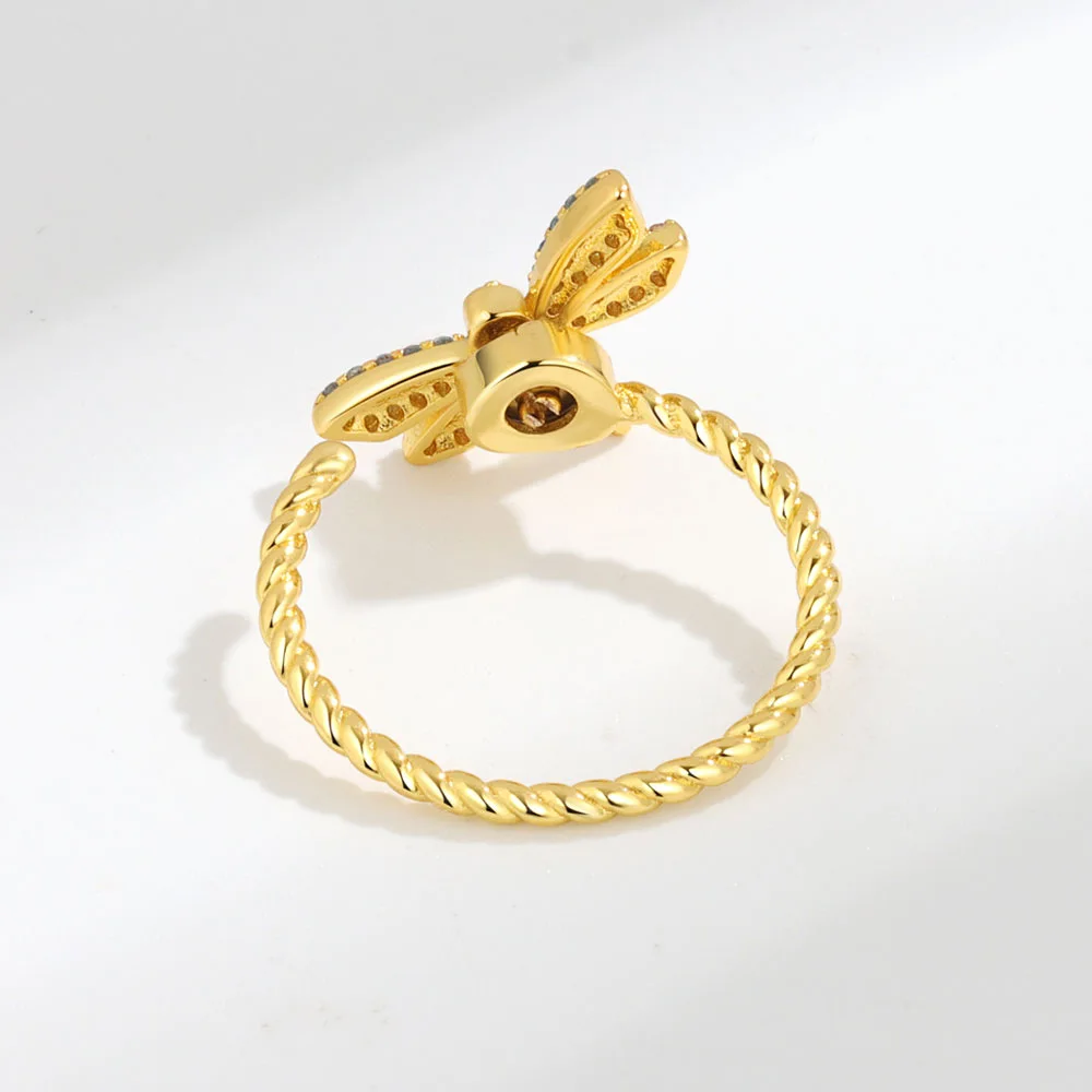 Three Dimensional Colorful Dragonfly Turning Anxiety Relief Open Ring Personalized Diamond Ring 216045215049