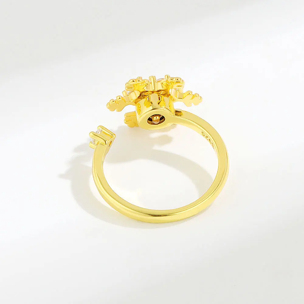 Fashion Crystal Snowflake Rings For Women Zircon Adjustable Open Rings Wedding Bohemian Jewelry Gift Free Shipping 216045218493