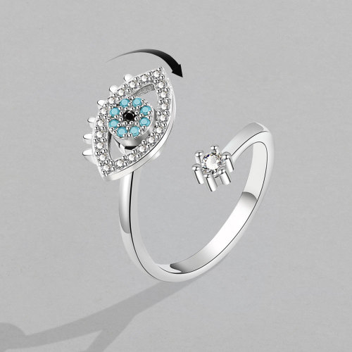 Adjusting Pressure Anti-Anxiety Rotating Evil Eye Rings for Women Men Couple Rings Stress Relief Jewelry Gifts