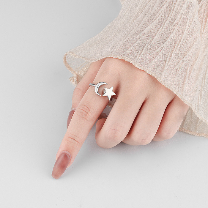 Moon Star Anxiety Fidget Rings for Women Ring Vintage Adjustable Jewelry