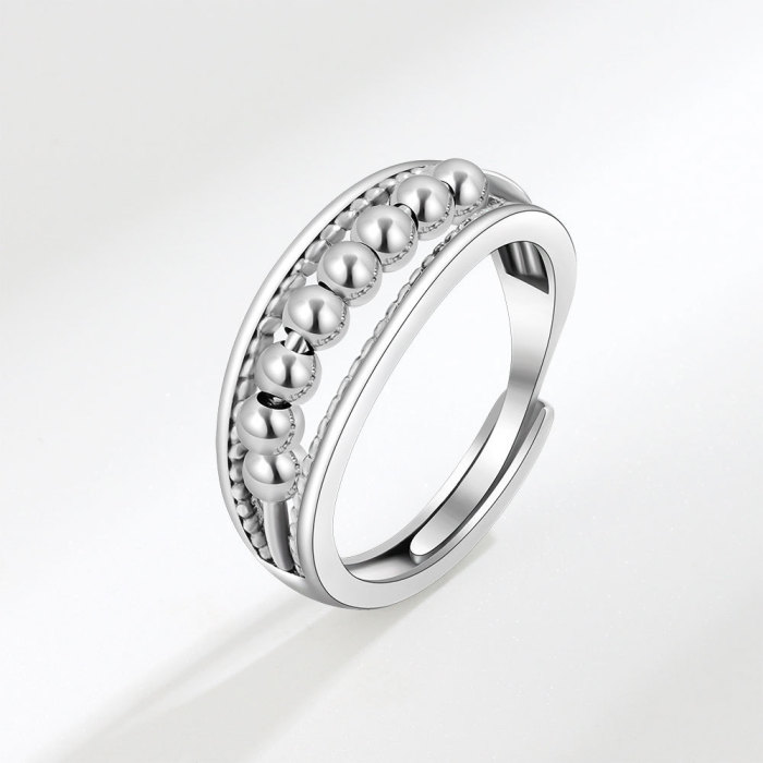fashion Ring Simple Beaded Spinning Anxiety Resistant Ring Thai Silver Ring