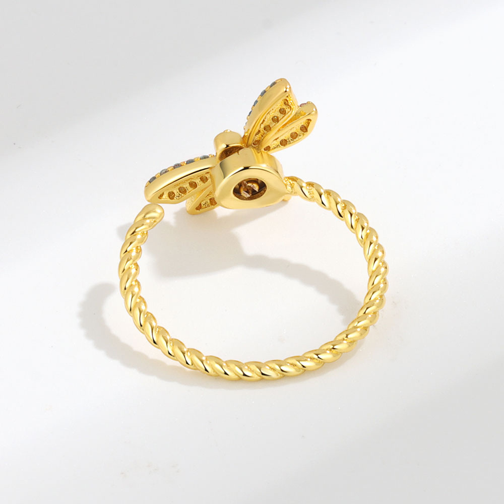 Three Dimensional Colorful Dragonfly Turning Anxiety Relief Open Ring Personalized Diamond Ring 216045215049