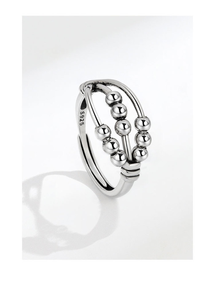 Simple Retro Three-layer Crossover Niche Smart Bead Open Ring