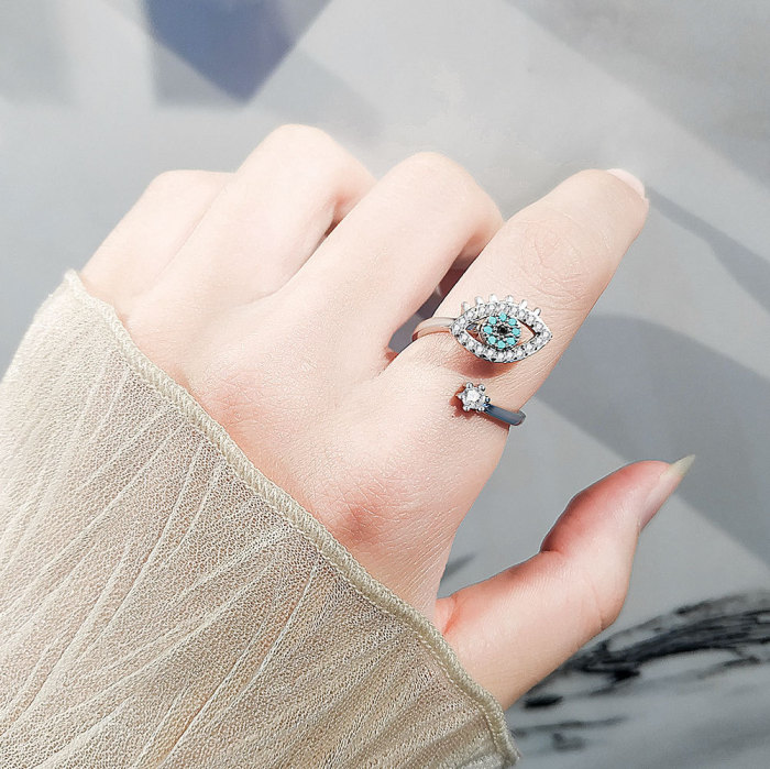 Adjusting Pressure Anti-Anxiety Rotating Evil Eye Rings for Women Men Couple Rings Stress Relief Jewelry Gifts