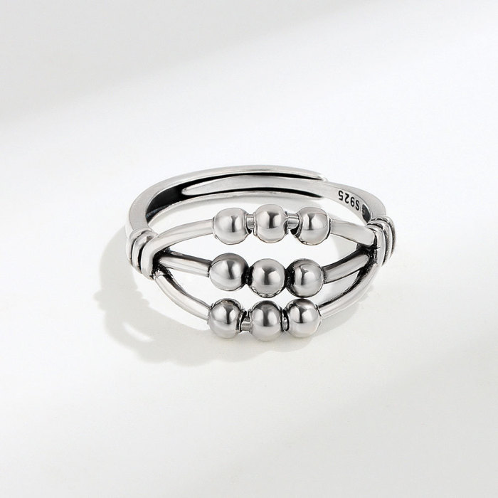 Simple Retro Three-layer Crossover Niche Smart Bead Open Ring