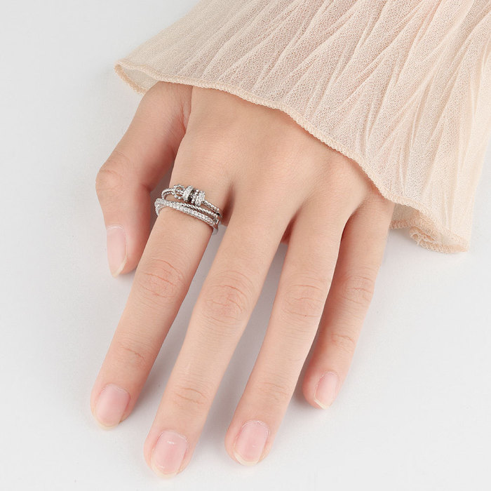 Zircon Beads Cross Fidget Ring for Women Anti Stress Anxiety Adjustable Aesthetic Ring Vintage Jewelry Gifts