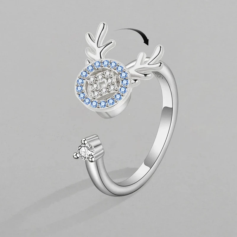 Deer Horn Adjustable Ring for Women Anxiety reduction Zircon Luxury Wedding Rings Party Jewelry Gifts