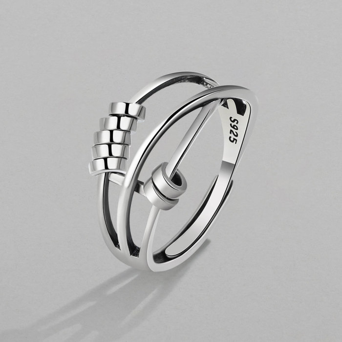 Stainless Steel Balls Beads Rings for Girls Rotate Freely Anti Stress Anxiety Ring Aesthetic Women's Ring Jewelry