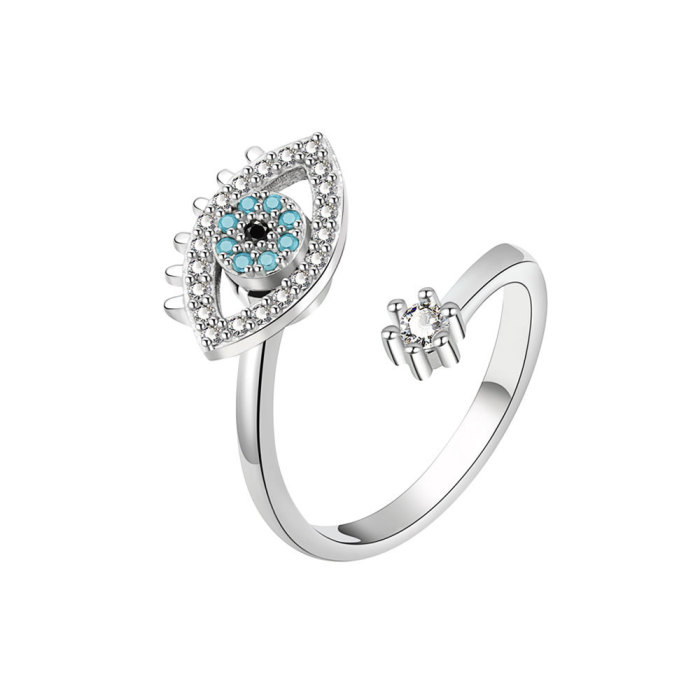 Adjusting Pressure Anti-Anxiety Rotating Evil Eye Rings for Women Men Couple Rings Stress Relief Jewelry Gifts